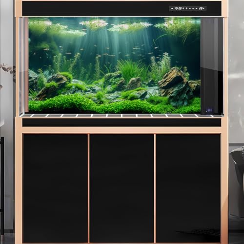 2 Packs Underwater Aquarium Background Lush Green Aquatic Plants Fish Tank Background Undersea Stone with Moss Tropical Reptile Tank Backgrounds Under The Sea World Aquarium Backgrounds 36x18in - color: Dark Green, size: 36(W)x18(H)in