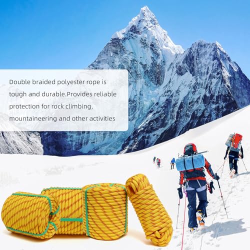 Arborist Rope, 1/2 Inch x 200 Feet Double Braided Climbing Rope Polyester for Outdoor, Climbing, Hiking, Swing, Tree Work, Halyard, Sailing etc(Yellow) - size: 1/2 Inch 200FT Yellow