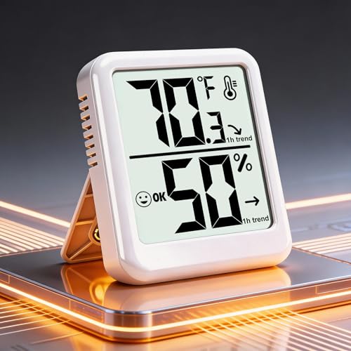 Room Thermometer Indoor Hygrometer Digital Humidity Meter | Accurate Sensor, Fast Refresh, Big Digits, Easy to View, ℉/℃, w/ AAA Battery, Compact for Home, Office, Pet, Plant - color: White - Upgraded Version, size: 1 - Pack