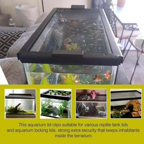 6Pack Reptile Terrarium Covers Heavy Duty Screen Clips for 5-29 Gallons, Aquarium Lid Clips for Reptile Tank Lid, Rreptile Enclosure Lock for Amphibian and Turtle Terrarium Covers