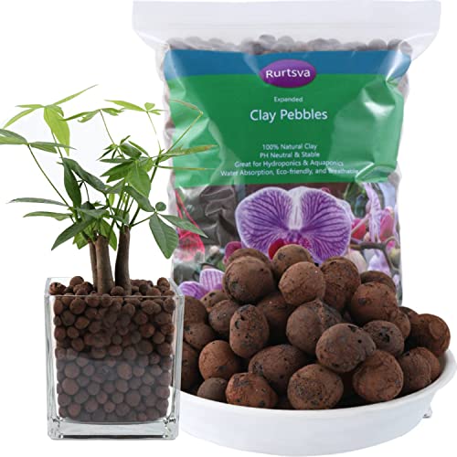 Rurtsva Natural Clay Pebbles 8LBS– 8mm-15mm Expanded Leca Balls for Hydroponics Plants Drainage Grow Media Reusable Soil Amendment for Orchids, Succulents, Aquaponics - size: 8LBS
