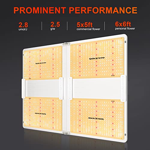 Spider Farmer SF7000 LED Grow Lights for Indoor Plants in 5x5 Grow Tent | 650W Dimmable Full Spectrum Grow Light, Samsung LM301B Diodes 2.8 PPE System for Seed Starting, Vegetables & Bloom - size: 5x5