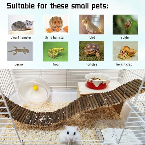 Rat Bendy Long Suspension Bridges 15.7 x 3.9 Inch Gerbil Wooden Ramp Hamster Cage Climbing Ladder Natural Wood Chews Toys for Rodents Mouse Dwarf Hamster - size: 1PCS 15.7x3.9in