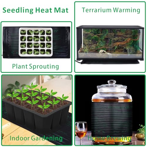 AIICIOO 2 Pack Seedling Heat Mats 10"x 20.75" Warm Hydroponic Heating Pad for Indoor Gardening, Seed Starting Germination, Greenhouse, Brewing - size: 10"x20.75" 2 Pack