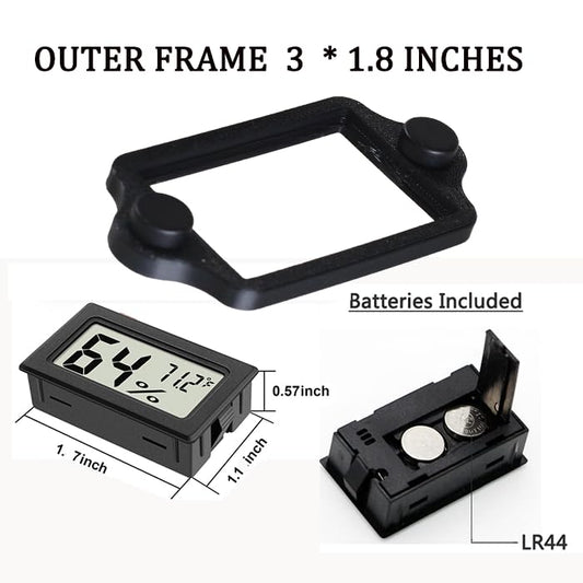 2PCS Magnetic Temperature and Humidity Monitor Jumping Spider Enclosure Accessories Digital Thermometer Hygrometer Gauge for Reptile Terrarium Tanks, Gecko Bearded Dragon (Rectangle) - color: Rectangle