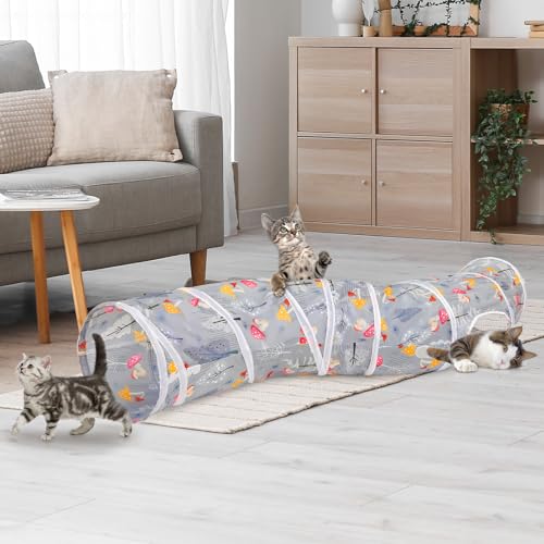 Glittme S-Shape Cat Tunnel, Foldable Cat Tunnels for Indoor Cats | Interactive Bunny Tunnel And Cat Tubes With Crinkle Sounds. Ideal For Kittens, Ferrets And Small Pets To Hide, Play Or Rest - color: Grey Forest
