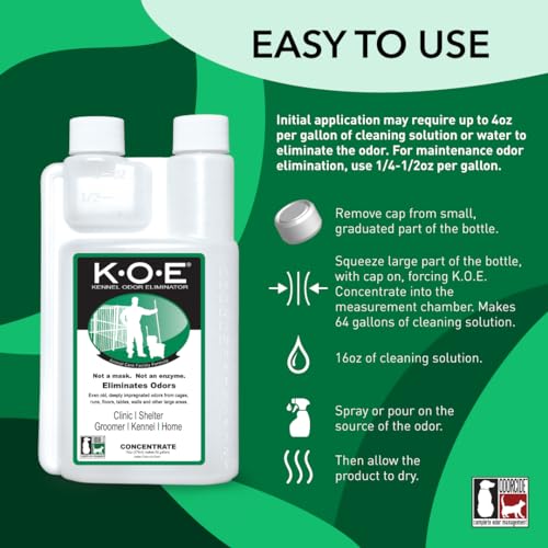 Odorcide, Thornell KOE Kennel Odor Eliminator Concentrate, Great for Cages, Runs, Floors & More, Pet Odor Eliminator for Home & Kennel w/Safe, Non-Enzymatic Formula, 16 oz, White – Not A Spray Bottle - size: 16 Fl Oz (Pack of 1)