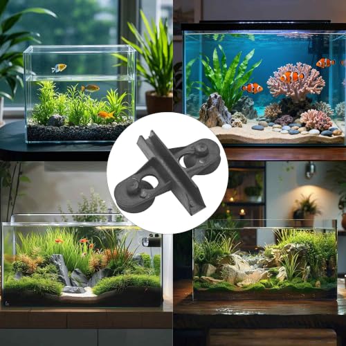 12PCS Aquarium Divider Suction Cup Clips Fish Tank Isolation Plate Holder Bracket Support for Glass Separating Board Divider (Black) - color: Black