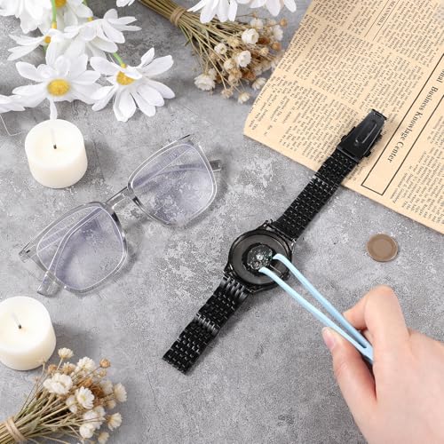 12 Pcs Plastic Tweezers, Non Slip Bent Tip Craft Tweezer, Long 4.5 Inch Bent Tweezers, Pointed Tip, Precision Tweezer for Jewelry Making, DIY Crafts, Stickers, Reptile Feeding, Lash Tool (Blue)