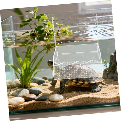 Kichvoe Large Acrylic Hanging Turtle Basking Platform Ramp for Aquarium Tanks, Floating Dock for Aquatic Turtles, 7.3x6.9x6.3in, Suitable for Reptile Terrarium Bowls