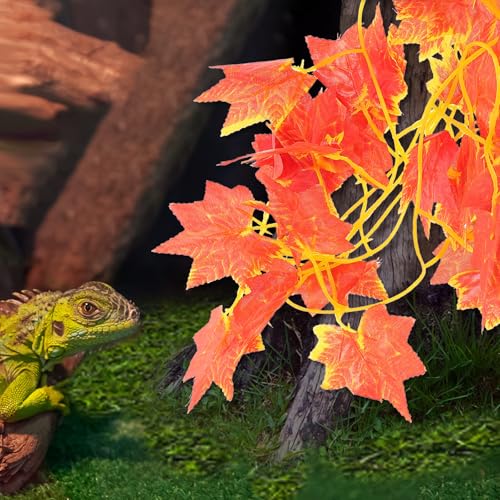 LALAFINA Reptile Vine Plant and Terrarium Fake Vine Leaves for Reptile Tank Decor, Artificial Climbing Plant for Lizard and Gecko Habitat Decoration