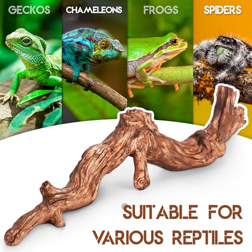 Lifelike Resin Climbing Root Branch Decor for Reptile Terrarium, Reptile Vivarium Habitat Decoration for Bearded Dragons, Geckos, Lizards, Snakes, 9.7 Inch - style: Root