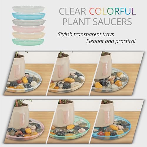 12Pcs Clear Plant Saucer, 6 8 10 Inch Durable Plastic Plant Tray, Round Plant Pot Saucers, Drip Tray for Indoor and Outdoor Garden, Blue - color: Blue(6" 8" 10")