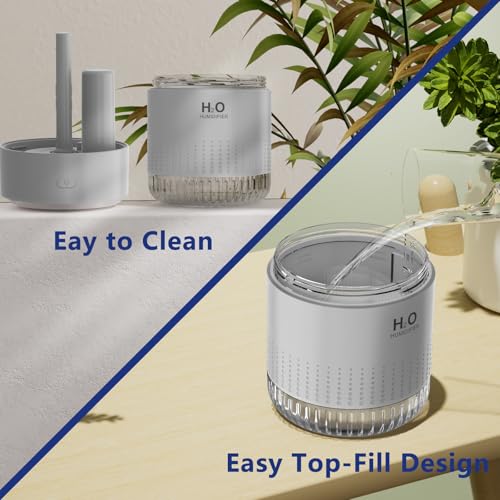 SZO Plant Humidifier Indoor, 500ml Grey with Colorful Lights | Small Humidifiers for Plants, Travel, Bedroom, Office Desktop, Baby Room - color: Grey
