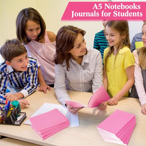 100 Pcs Journals Notebooks Bulk - Kraft Softcover A5 Small Notebooks 5.5 Inch x 8.3 Inch Notepads with 60 Page 30 Sheet for Writing Sketch Travel Office Supplies(Pink,Lined) - color: Pink, style: Lined