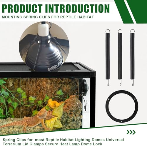 Mounting Spring Clips for Reptile Habitat Lighting Domes (1pack) | Fits most reptile lighting domes,terrarium mesh screens, and heat lamp covers.Most Standard Domes and Screen Covers - size: 1 pack