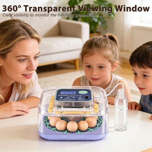 Incubators for Hatching Eggs, Smart Egg Incubator with Humidity & Temp Control and Auto Turner, 360Β° View Incubadora De Huevos De Gallina, Egg Candler, Incubator for Chicken Eggs, Ducks, Goose, Quail