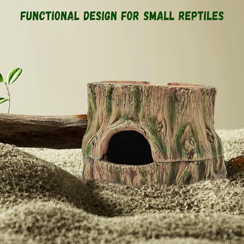 3 in 1 Leopard Gecko Humid Hide,Small Reptile Hide Cave | Humid Hideout with Detachable Base and Humidity Dish,Terrarium Tank Accessories Decor,for Lizard, Crested Gecko, Snake, Crabs