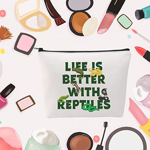 MNIGIU Reptile Lover Gift Life Is Better With Reptiles Cosmetic Bag Reptile Themed Gift Reptile Pet Carrier Bag