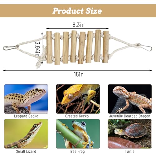 VCEPJH 2pcs Reptile Bridge Leopard Gecko Climbing Ladder Wooden Basking Lounger Reptile Tank Accessories for Hermit Crab Juvenile Bearded Dragon Chameleon Small Lizard Tree Frog and Turtle