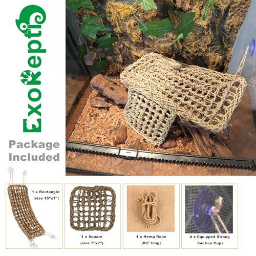 Bearded Dragon Hammock Lizard Tank Accessories Reptile Lounger Amphibian Habitat Décor for Chameleon, Geckos, Snakes, Hermit Crab, Lguana Reptiles, Tortoises - size: 16"+7"