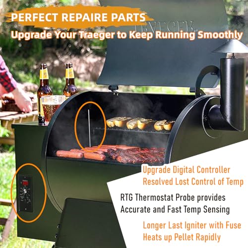 Digital Temperature Controller Replacement Parts BAC236 for Traeger Grills | Upgrade Control Board Replacement Parts for Traeger Pellet Smokers, with 7" RTD Temperature Sensor Probe and Hot Rod Igniter