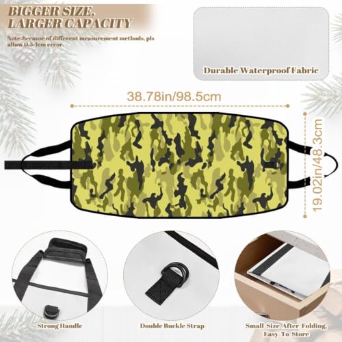 Camo Print Padded Handle Firewood Carrier | Water Resistant, Lightweight Foldable Design, Large Capacity, Easy Transport, Indoor Outdoor Firewood Holder - color: Lime Light Green Soft Camo Print