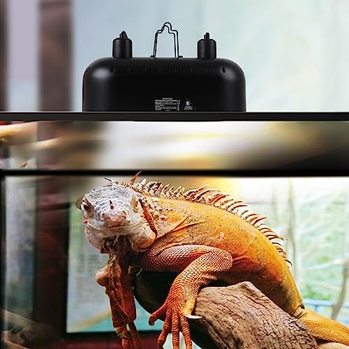 15inch Dual Reptile Light Fixture Dual Dome Reptile Heat Lamp | Max 150W, with 100W Basking Bulb&Infrared Heat Lamp, UVB Light Fixture for Terrarium and Tortoise Habitat - size: 15inch with basking bulb and infrared heat lamp