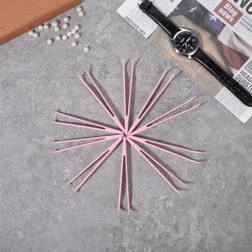 10 Pcs Bent Plastic Tweezers, Kids 4.5 Inch Craft Tweezers Long Sticker Tweezer for Kids Crafting, DIY Jewelry Making, Stickers, Bead Bracelets, Feeding Reptiles, Baking Decoration (Pink)
