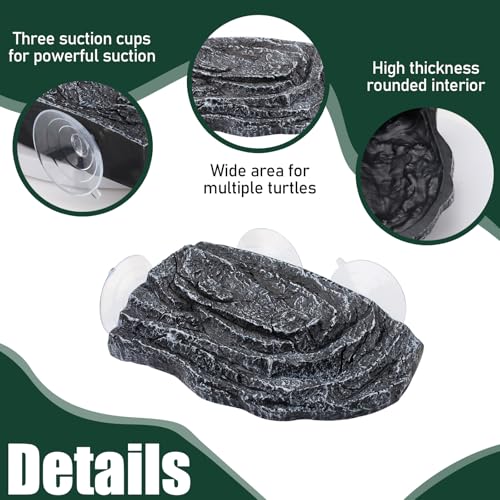 Basking Platform for Aquatic Turtles, Rock Suction Cup for Aquarium | Turtle Enclosure Accessories, Turtle Hammock, Tortoise Resting Terrace for Bearded Dragons Frogs Newts - color: Artificial Rock