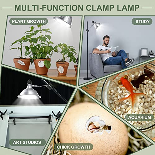 Macarrie 8 Pack Clamp Lamp Light with Aluminum Reflector, 6ft SPT-2 18awg Cord and Adjustable Stand Fixture, up to 150 Watt, E26 Socket, No Bulb(5.5 Inch) - size: 5.5 Inch