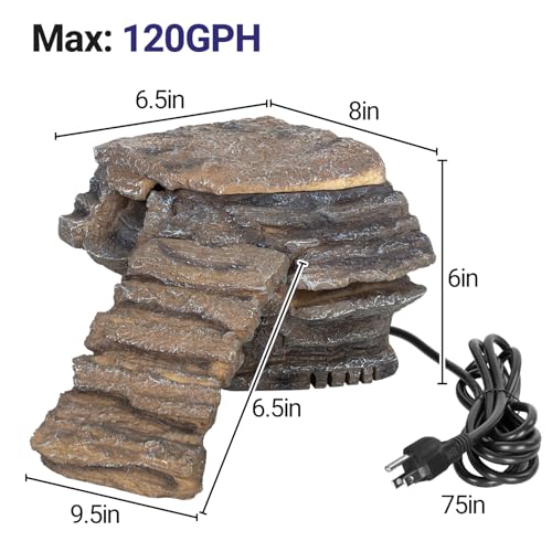 REPTIZOO Turtle Tank Filter, 120GPH Turtle Filter Basking Platform with Detachable Bridge for Climbing Ramps and Diving, Quiet Aquatic Reptile Filter Keeps Water Clean, Terrarium Decor