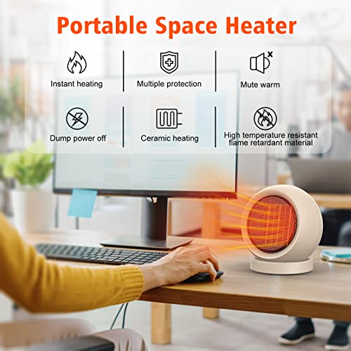 Coolfor Space Heater,PTC Ceramic/Portable Electric Desktop Heater High Output Desktop Heater for Home Bedroom Office Desk Indoor Use(Light Brown) | Energy Efficient PTC. Overheating & Tip-Over Protection. Compact for Bedroom, Office, Indoor Use. Quiet & F