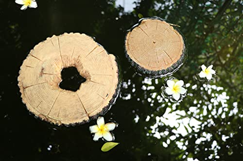 AQUA KT Aquatic Turtle Tree Trunk Round Freestanding Floating Dock Island Climbing Basking Platform Large Non Slip with Suction Cup, for Pond and Amphibian Reptile Terrarium Habitat - color: Large