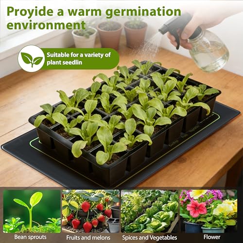 Seedling Heat Mat with Thermostat Controller, Plant Warming Mat for Indoor Growing, Seed Starting Heater Mat Temperature & Timer Set, Waterproof Heat Mat for Germination Fermentation Greenhouse - size: 1 PC w/TC