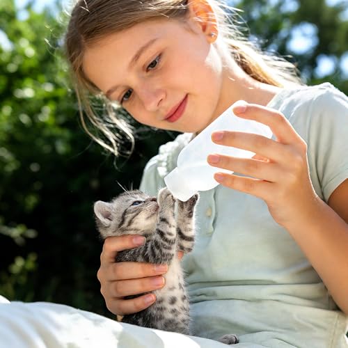 Newborn Pet Feeding Kit, 100ml Small Animal Nursing Bottle with BPA-Free Nipple, Oral Syringe, Measuring Cup & Cleaning Brush for Kittens, Puppies, Rabbits, Squirrels | Safe Hygienic Milk Feeder Set
