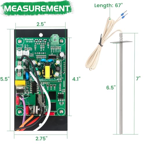 Control Panel Replacement for Traeger BAC236 Controller Digital Elite Thermostat BAC365 Wood Pellet Smoker with 7" RTD Temperature Probe Sensor BAC194 Grill Accessories - color: Black
