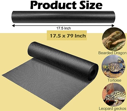 LWFCOEE Reptile Carpet Bearded Dragon Tank Accessories for 40 Gallon, 20 Gallon, 50 GallonTank, 17.5x79 Inch Non-Adhesive Reptile Mat Terrarium Liner for Leopard Gecko, Snake, Lizard and Tortoise - size: 17.5"x79"