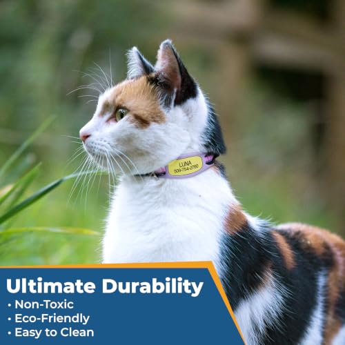 GoTags Active Silent Dog Tag, Personalized Engraved Silicone Pet ID Tags | Soundless Quiet Slide On Nameplate for Cat Collars with Name and Number, No More Jingling Tags (Herbal Bloom, Small) - color: Active Herbal Bloom, size: Small (Pack of 1)