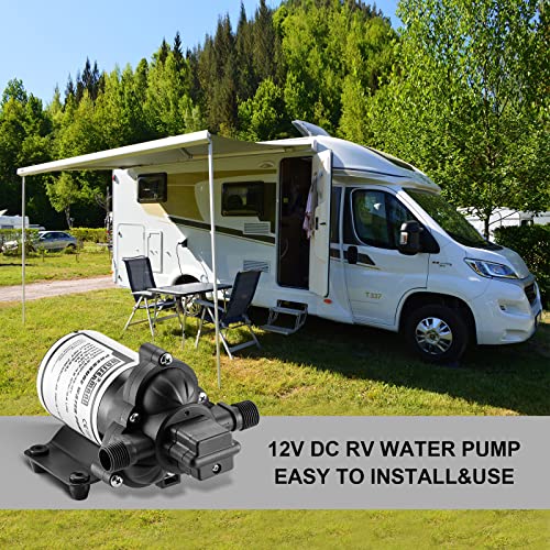 RV Pump, 12V Self-priming RV Water Pressure Pump 4.0GPM 45PSI with Pressure Switch, for RV Marine Camping Yacht Garden, 12Volt DC Fresh Water Pumps RV Water Pump 2088-554-144 Replacement - color: White02