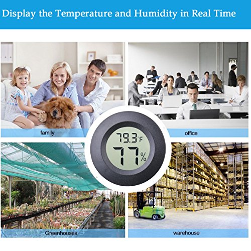 2-Pack Mini Hygrometer Thermometer Meter Digital LCD Indoor Room Monitor | 3D Printers Round Humidity Temperature Gauge for Guitar Case Greenhouse Reptile Incubator (Fahrenheit or Celsius Display)