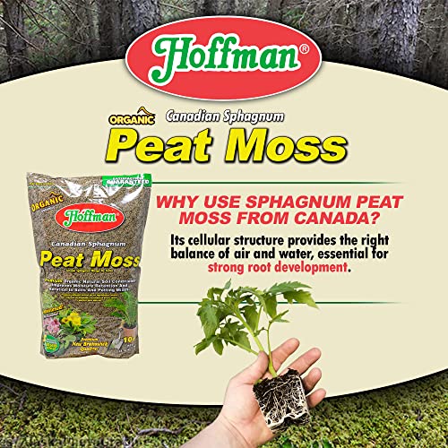 Hoffman Canadian Sphagnum Peat Moss Soil Conditioner to Improve Moisture Retention and Aeration, 10qt Bag - size: 1, style: Peat Moss