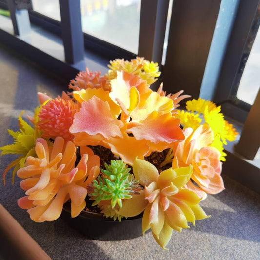 12 Pieces Orange Fake Succulent Plant,Mini Artificial Succulents,Artificial Air Plants That Look Real,Plastic Plant for Garden & Outdoor Home Décor (Orange) - color: Orange