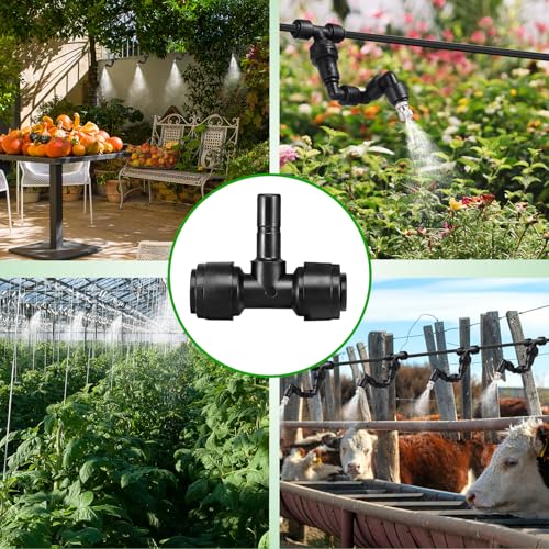 20 Pack 1/4" Push to Connect Fittings Tee Connectors | Reptile Mister System 1/4" Quick Connect Fittings,Reptile Mister Fittings for Aquarium,Vivarium,Irrigation System - size: 20 Pack 1/4" Tee