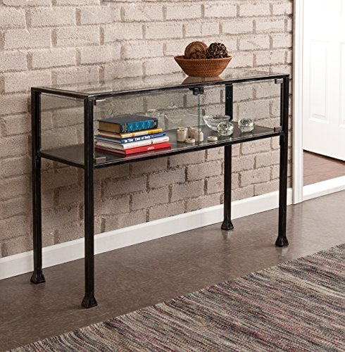 SEI Furniture - Terrarium Display Console - Transitional Design, Black Finish - Ideal for Entryway, Living Room (CK8863) - style: Console Table
