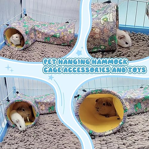 Guinea Pig Rat Ferret Hammock & Corner Tunnel for Small Animals - Hedgehog, Piggy, Chinchilla Hideout and Cage Accessories (Owl Design) - color: 4.Tunnel-Owl
