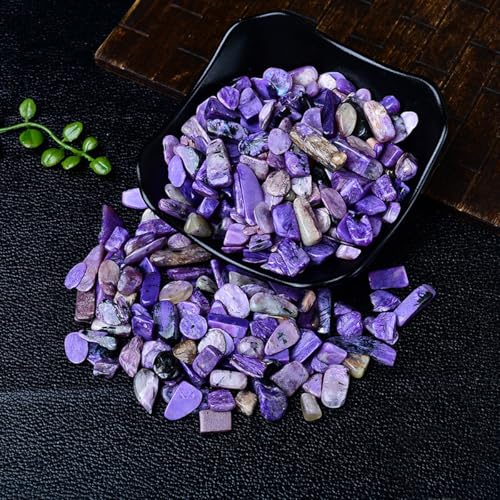 Erliway 7-9mm Charoite Healing Crystal Chips for Crafts, 100g | Natural Crushed Crystal Stones Tumbled Chips for Vase Filler Aquarium Gravel, Meditation Chakra Balancing, Candle DIY Making - color: Charoite