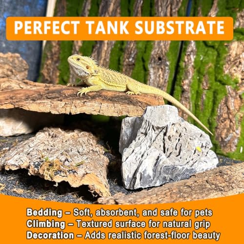 BNOSDM Reptiles Cork Bark Substrate,1.4lb Bearded Dragon Champagne Cork Bark Flats Hide Climbing,Reptiles Wood Bedding Terrarium Decor Tank Accessories for Lizards Snake Gecko Tarantula Isopods(M) - size: 1.4LB - M:3.93~5.9inch