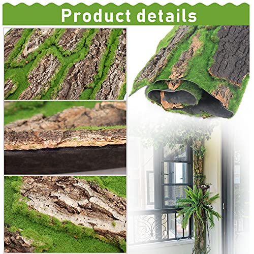 PINVNBY Reptile Cork Terrarium Background,Bearded Dragon Tank Natural Bark Backdrop Wall Habitat Decor with Artificial Moss,15.75"×11.8" Reptile Carpet for Gecko Lizard Tortoise Frog Chameleon(1 Pack) - size: 【1 PCS】