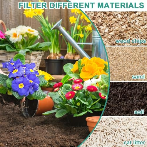 Soil Sifter for Gardening 3 Pack, Stainless Steel Garden Sand Soil Compost Sifter with Handle (2/3.8/5 mm Mesh), Gardening Tool & Reptile Sand Scoop for Litter Cleaning, Rocks Shell Sifting
